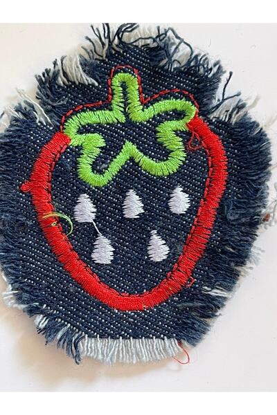 Gönülden Tasarım 9x7 Cm Denim Căpșuni Brodat Applique Patch Arma