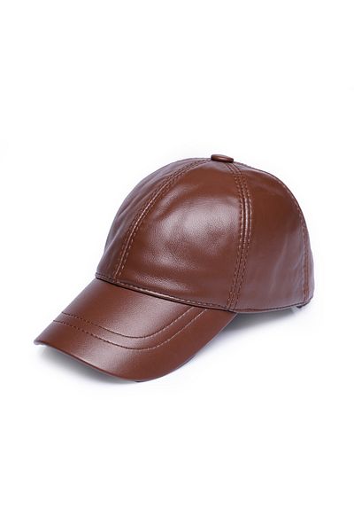 Mumcu's Leather Brown Genuine Leather Cap Hat
