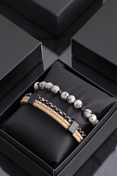 Sortie Aksesuar Men's Combination Bracelet Set - Brown, Black, Genuine Leathe...