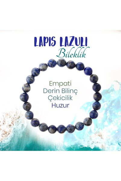 Deniz Doğal Taş Sertifikalı Lapis ( Taşlar) Doğaltaş Bileklik 8 Mm, B984