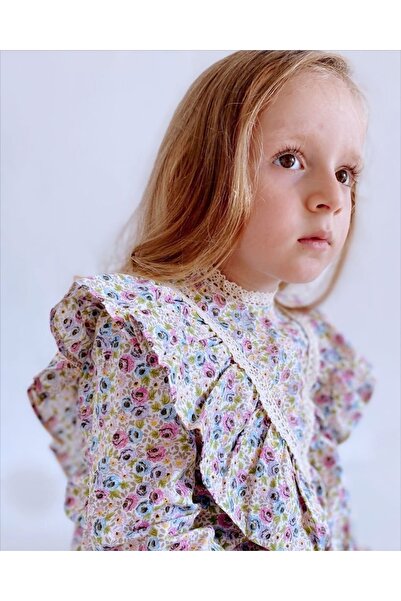 le petit sole Kız Çocuk Giny Rose Elbise