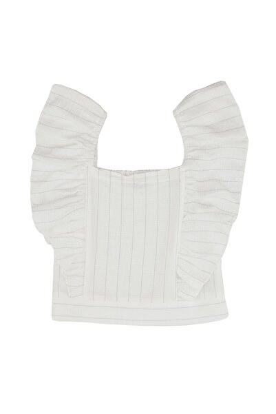 best kids Girl's Ecru Flounce Elastic Blouse