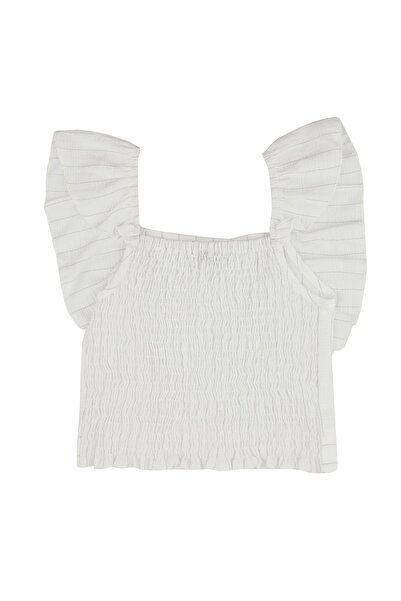 best kids Girl's Ecru Flounce Elastic Blouse