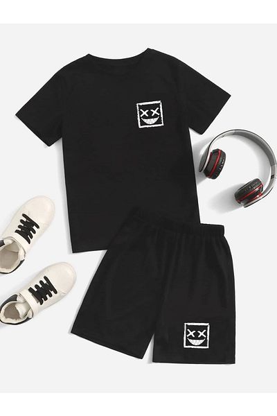 LePold Black Girl/Boy Potištěné šortky Set