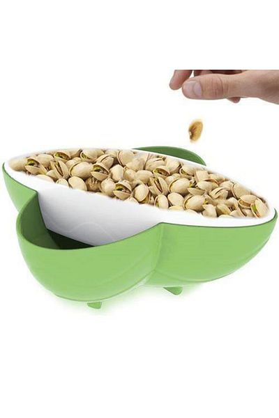 Çokuygunuz 2 Pieces Plastic Nut Kernel and Saucer - Large Chamber Snack Bowl