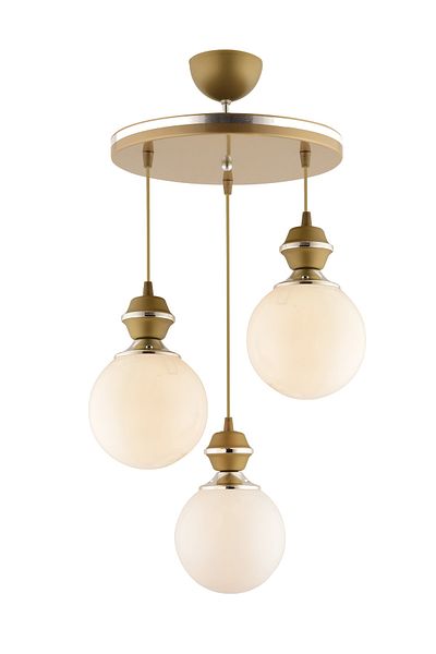 GYK LİGHT Berru 3-Piece Tray Antique Chrome Gilded Modern Globe Glass Chandelier