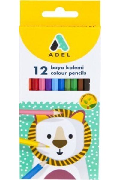 Adel Cardboard Box Crayons 12 Colors Full Size