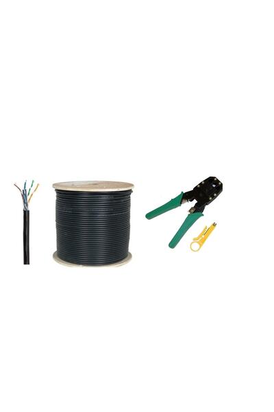 NcpLine 80 Metre Cat-6 Cat6 Ket 6 Dış Ortam Internet Modem Arası Kablo Ve Sıkma Pensesi Set 10 Adet Rj45