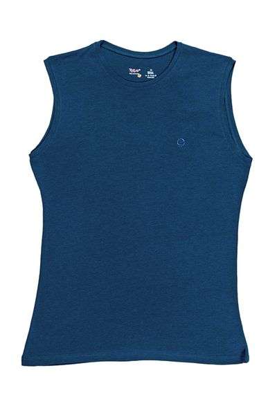 BSM Men's Navy Blue Modal Cotton Crew Neck Sleeveless T-shirt
