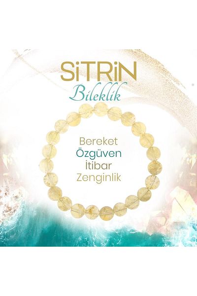 Deniz Doğal Taş 8 mm Citrine Natural Stone Bracelet - Certified, B1005