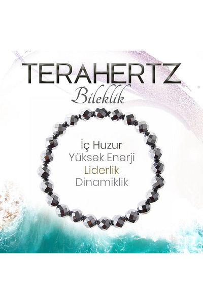 Deniz Doğal Taş 8 mm Terahertz Natural Stone Bracelet - Certified and Faceted, B1010