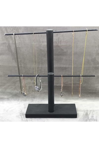 Tiydem Wood - Black Coated Steel Jewelry Stand Jewelry Organizer Jewelry Organizer 2 Tiers