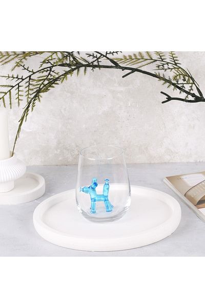 ADAMODART Blue Balloon Dog Glass Figured Single Water Cup