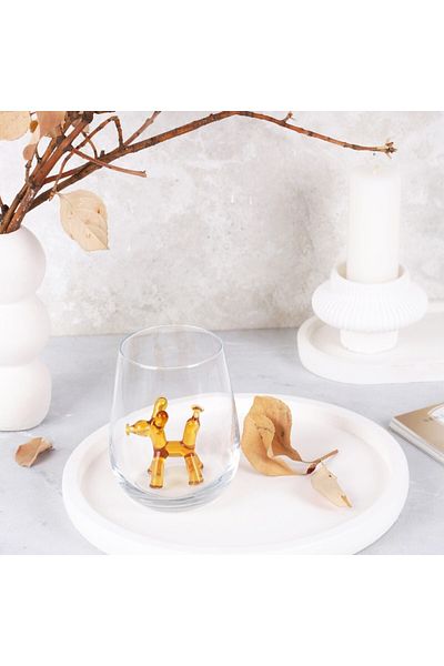 ADAMODART Single Water Cup with Yellow Balloon Dog Figure