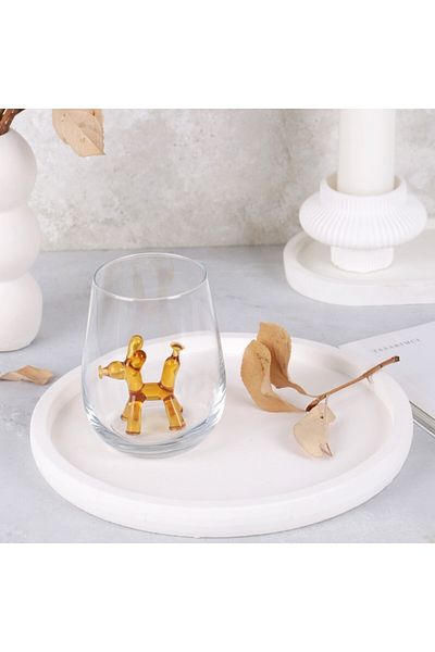 ADAMODART Single Water Cup with Yellow Balloon Dog Figure