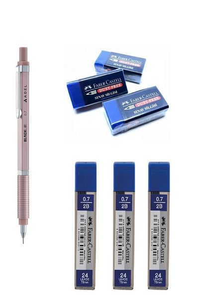 Adell 0.7 Blakline Versatil Tip Pen 1 Piece - Blue Exam Eraser 3 Pieces Faber 0.7 Tip Faber 3 Pieces