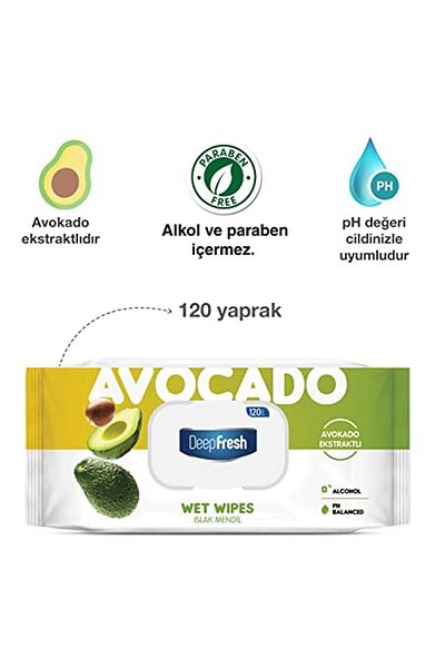 Deep Fresh Natural Extract Avocado Wet Wipes 120 Sheets