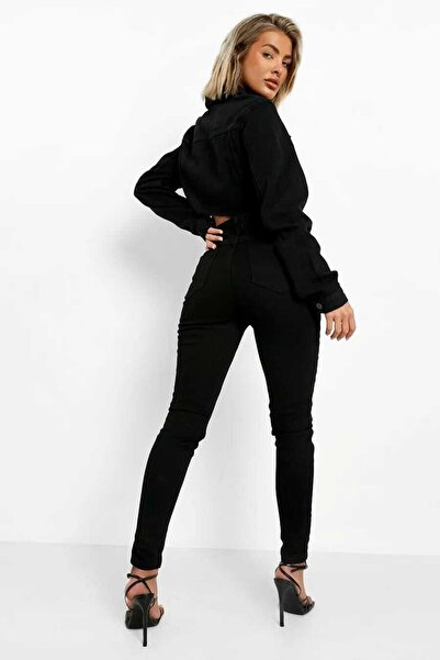 LİMABEL Lena Solmaz Чорні обтягуючі джинси для жінок з вузькими штанинами та еластичною талією