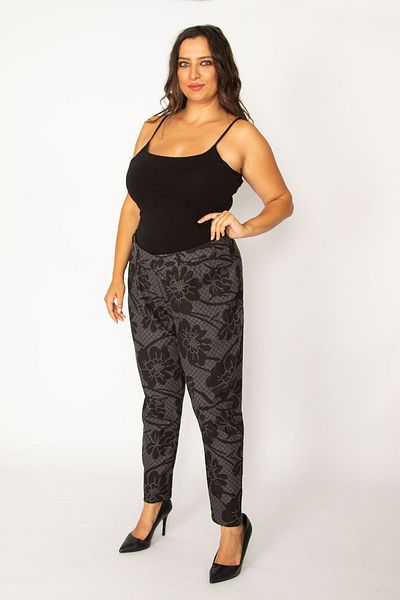 Şans Women's Large Size Smoked Lycra Knitted Jeans Trousers 65n34108