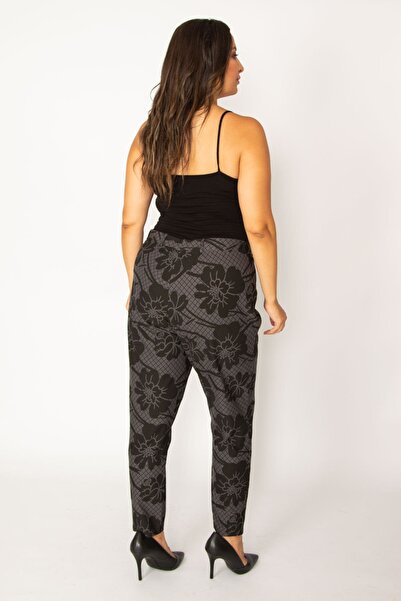 Şans Women's Large Size Smoked Lycra Knitted Jeans Trousers 65n34108