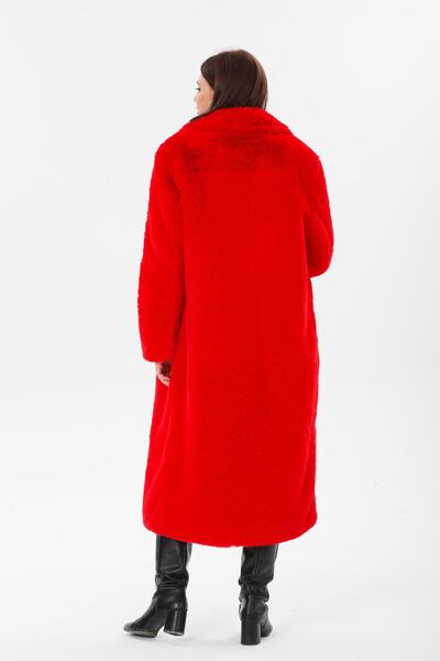 Redpoint Jackets Premium Uzun Tüylü Rex Suni Kadın Kürk Kaban