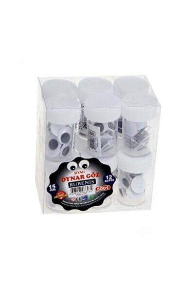 Rubenis Movable Eye 15mm Black 12 Pieces