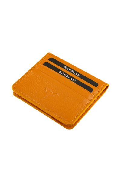 Garbalia 100% Handmade Genuine Leather Mustard Yellow Card Holder Money Portfolio