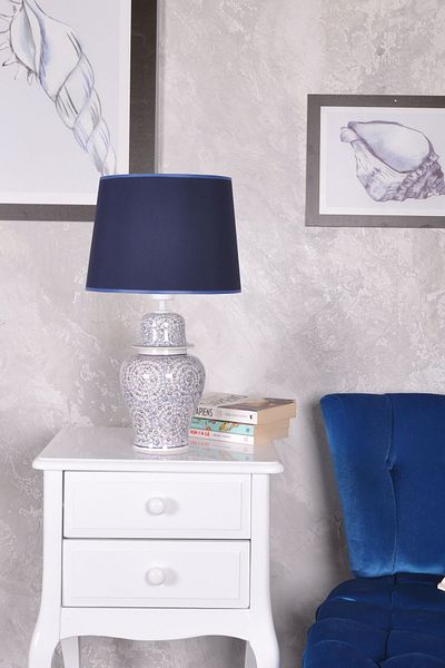 Qdec Bleu Blanc Shah Vase Lampshade Golden Horn Blue