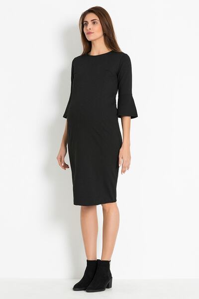 GEBE Siyah Hamile Abiye Elbisesi Poli