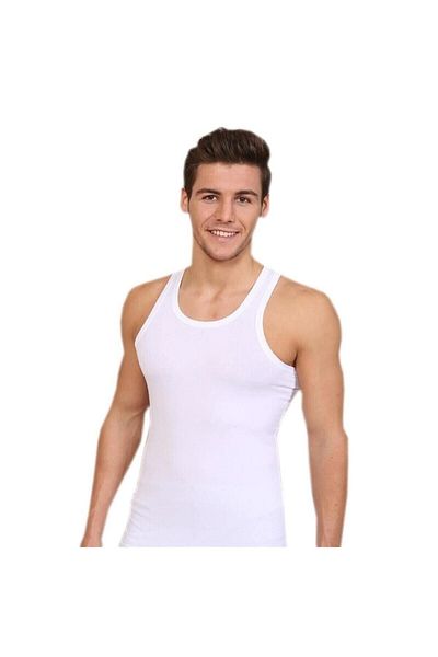 Berrak Pack of 4 1008 Strap Ribbed Men's Undershirt 100% Cotton