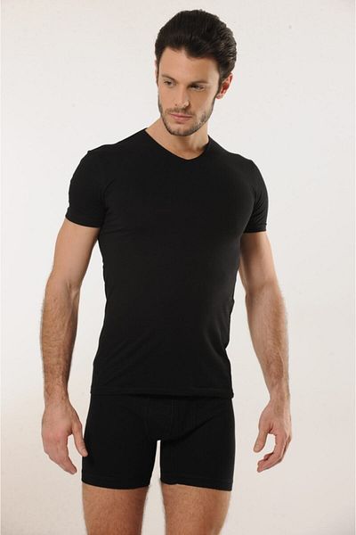 Hmd 6-Piece Men's Cotton Black V-Neck Undershirt & Lycra Comfortable Texture 702-6