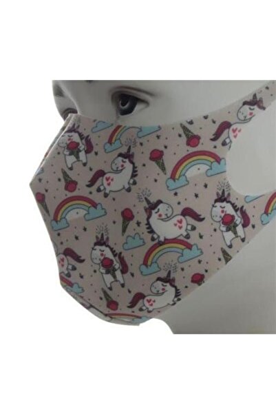 Nclubshop Unicornlu Oeko-tex Sertifikalı Yıkanabilir Çocuk Maskesi