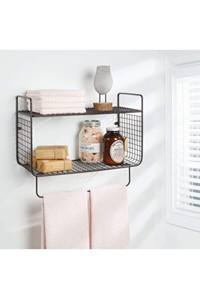 GO DEKOR Metal Banyo & Mutfak Havlu Askılı Duvar Rafı