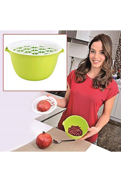 İndiriminVar Plastic Bowl with Narmatik Chamber - Pomegranate Grainer and Weeding Apparatus