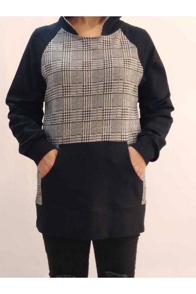 Mertcan Butik Hanorac cu mâneci raglan cu model în carouri