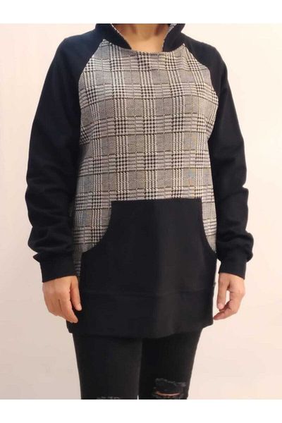 Mertcan Butik Hanorac cu mâneci raglan cu model în carouri
