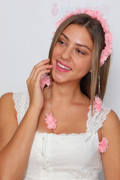 lohusahamile Lh2311 Pink Maternity Crown with Dangling Earrings