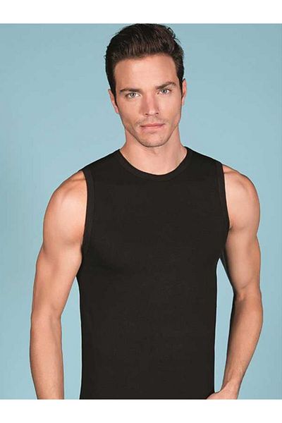 Berrak Men's Lycra Single Jersey Sleeveless Crew Neck Undershirt 1026