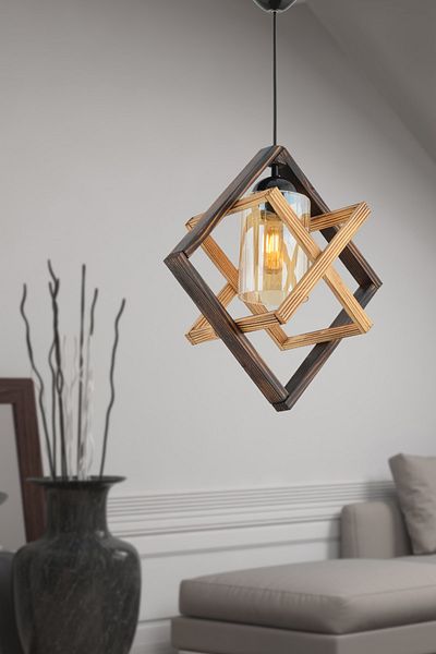 Bidolushop Bcd Design Lighting Saturn Wooden Pendant Lamp Chandelier Black Installation Compatible with All