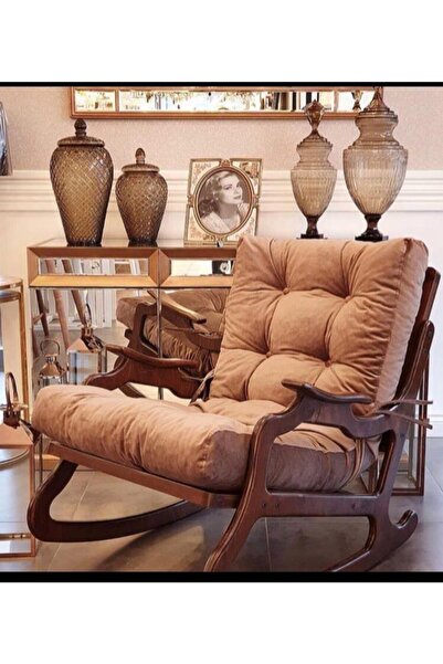 YASÜ Sallanan Sallanır Koltuk Vizon Ahşap Dinlenme Baba Emzirme Tv Koltuğu Ba...