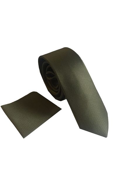 Tezgah İstanbul Dark Khaki Tie Handkerchief Set