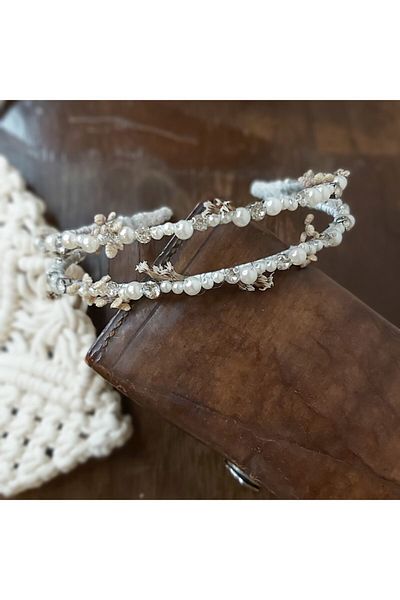 Eva Flore Crystal Stone and Pearl Bridal Engagement Special Day Crown