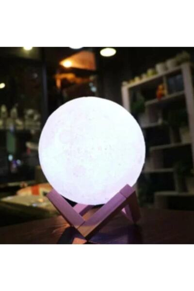 MOBGİFT 3d Standlı Ay Gece Lambası Dekoratif Küre Led Başucu Lambası