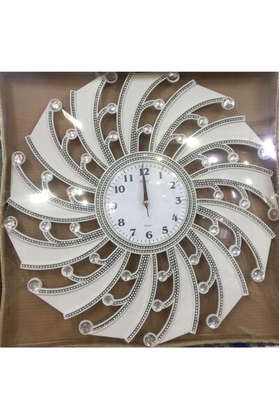 QUARTZ 'iş-sat' Büyük Boy Taşlı Modern Salon Tipi Duvar Saati ( Yeni Model )