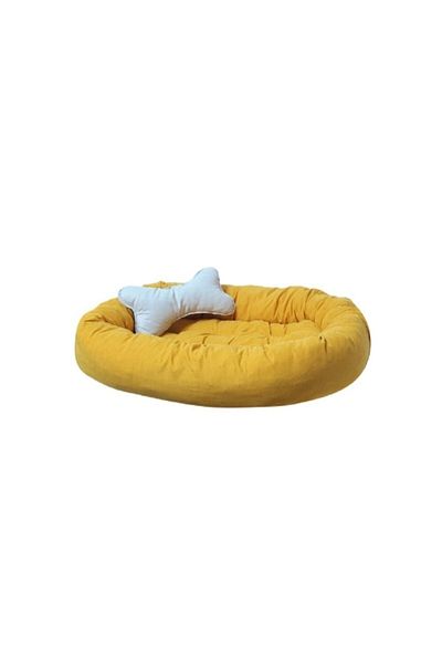 Patili Evler Yellow Large Size Dog Bed - 70x90 Cm- Large- Indoor Dog Bed-