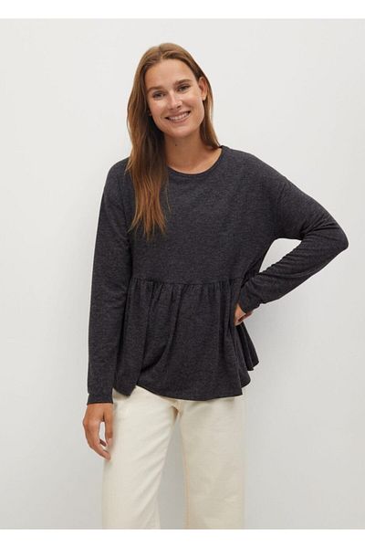 MANGO Woman Women's Dark Lilac Color T-Shirt 77927883