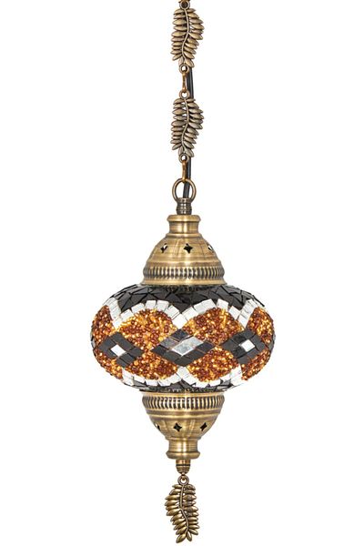 Demmex Handmade Authentic Mosaic Colored Glass Pendant Chandelier, Leaf Chain, 75cm