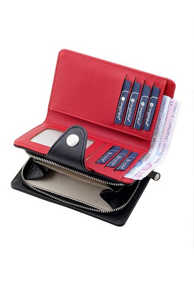 CENGİZ PAKEL Medium Size Black-red Wallet