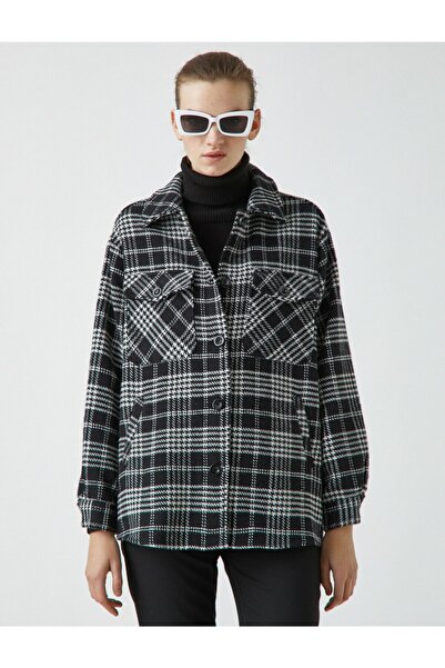 Koton Kadın Gömlek Ceket Ekose