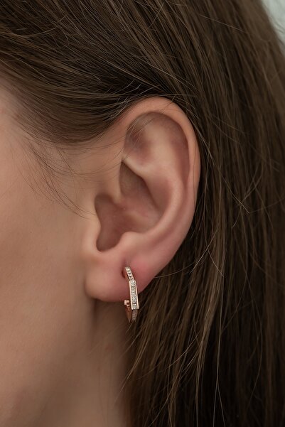 Nereze Kadın 925 Ayar Beşgen Tasarım Zirkon Taşlı Küpe Gümüş Küpe